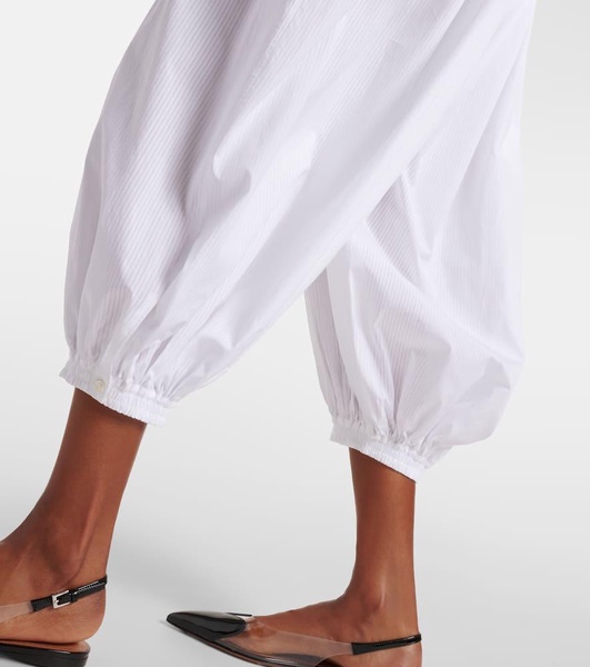 Pleated cotton poplin wide-leg pants