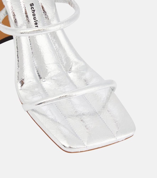 Square Slide metallic leather sandals