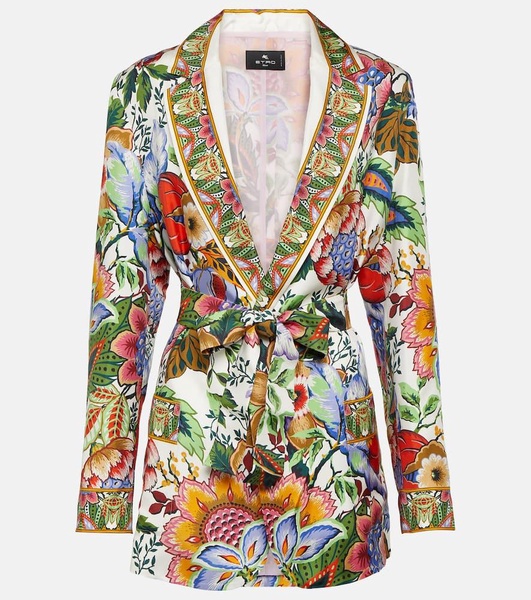 Floral silk wrap jacket