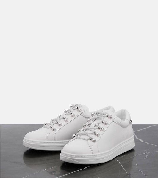 Antibes pearl-embellished leather sneakers