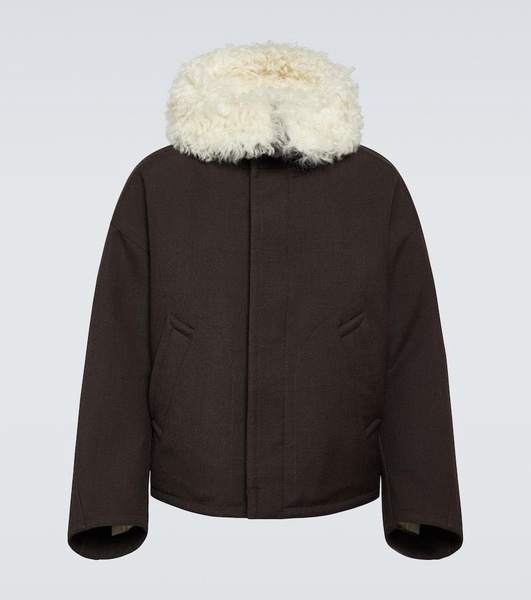 Shearling-trimmed wool parka