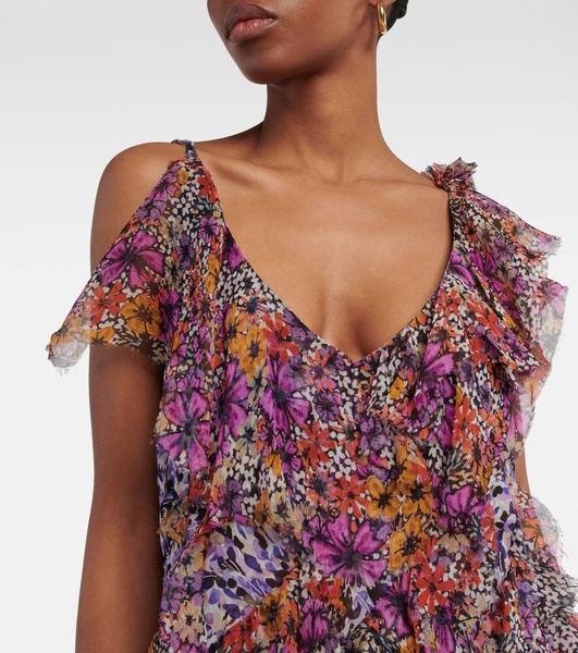 Printed silk crêpe top