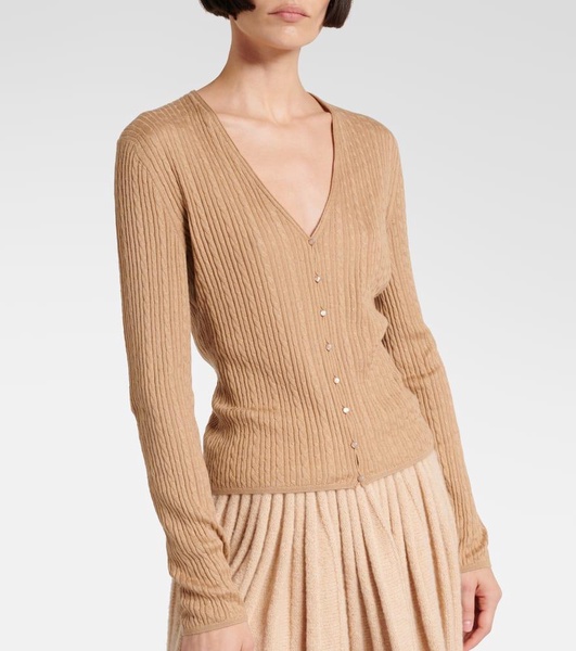 Cable-knit cashmere and silk cardigan 