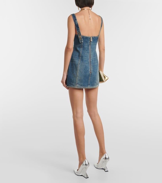 Claw embellished denim minidress