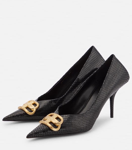 Square Knife BB croc-effect leather pumps