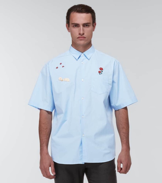 Embroidered cotton poplin shirt