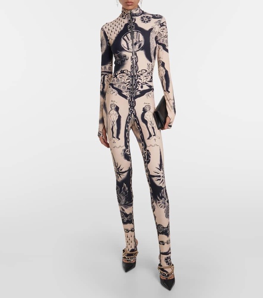 Tattoo Collection printed jersey catsuit