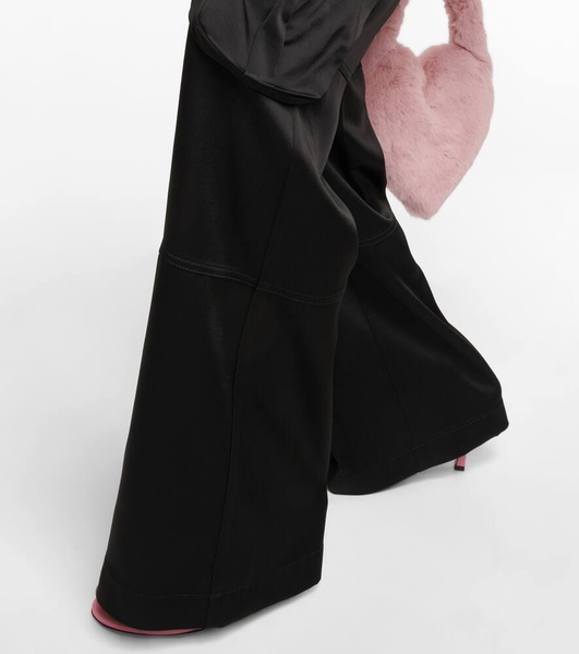 Low-rise satin cargo pants