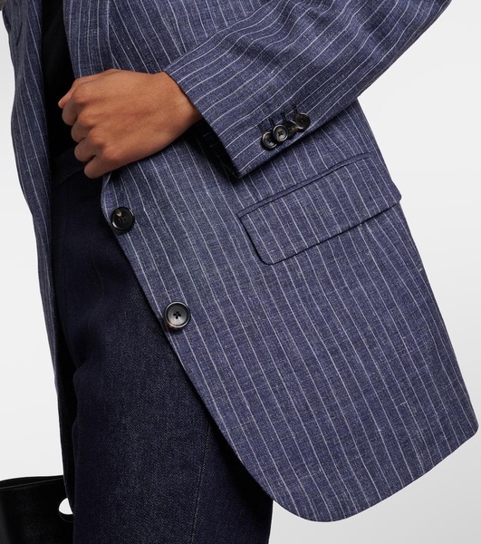 Belia pinstripe linen, wool and silk jacket