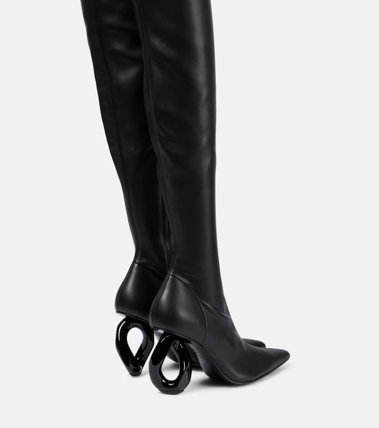 Chain over-the-knee leather boots