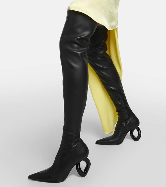 Chain over-the-knee leather boots