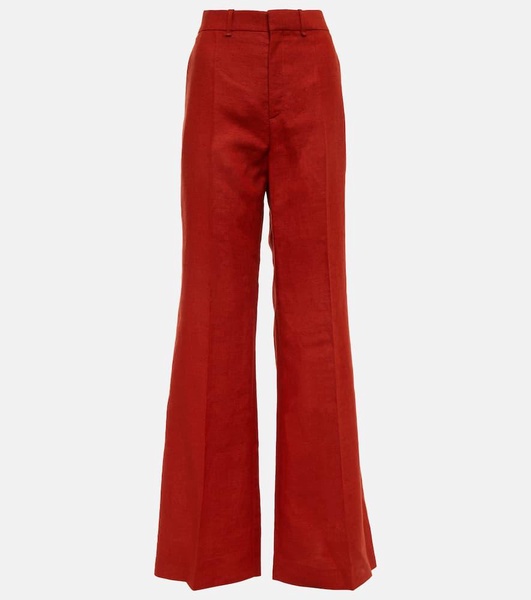 High-rise flared linen pants