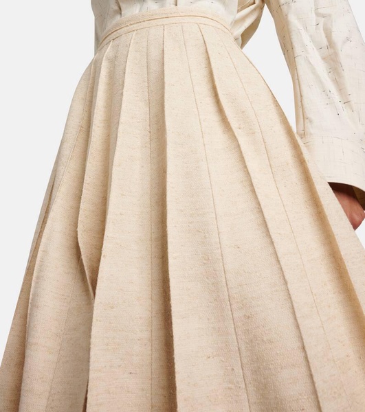 Fumiko wool, linen and silk midi skirt