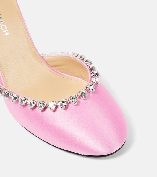 Audrey crystal-embellished satin pumps