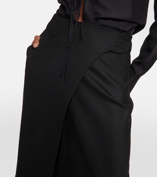 High-rise wool-blend maxi skirt