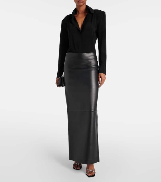 Low-rise leather maxi skirt