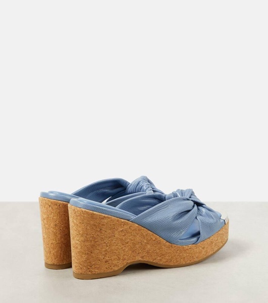 Avenue croc-effect leather wedges