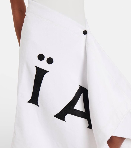 Logo cotton midi skirt