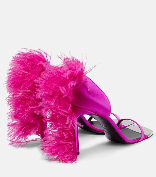 X Sergio Rossi Amazon feather-trimmed sandals