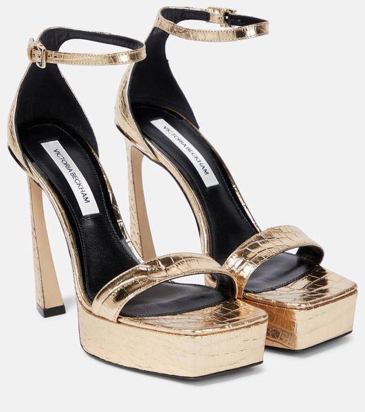 Metallic leather platform sandals