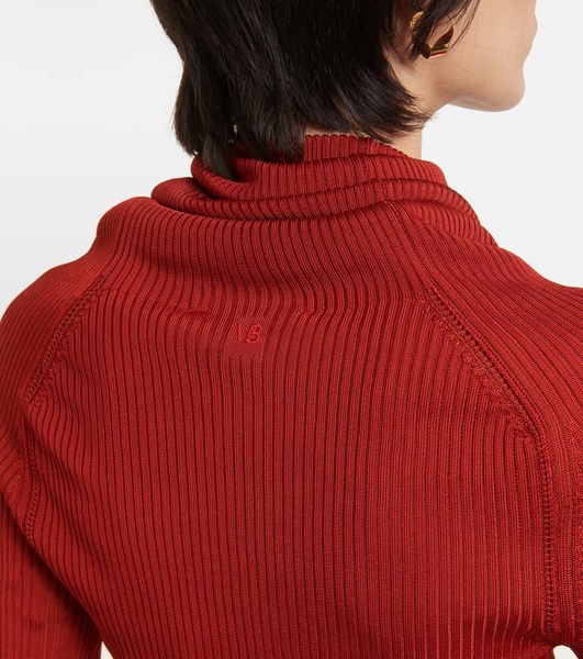 Ribbed-knit turtleneck top