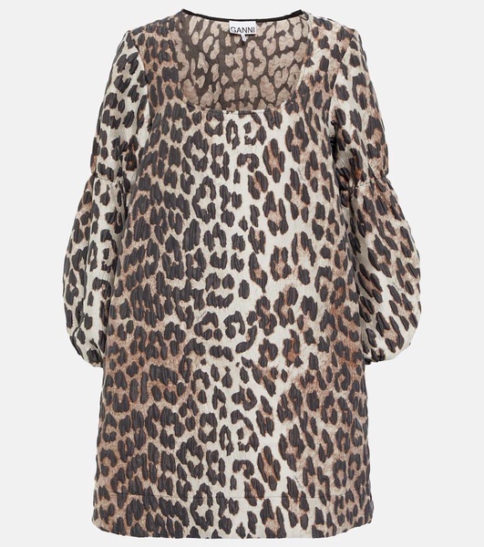 Jacquard leopard-print minidress