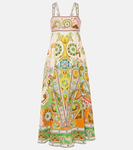 Pinball Printed Linen Maxi Dress