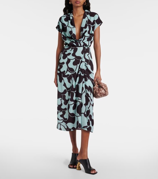 Printed crêpe midi dress