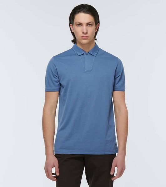 Cotton and silk piqué polo shirt