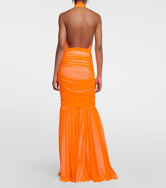 Shirred halterneck gown