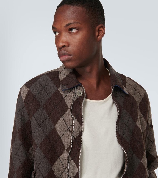 Argyle wool-blend blouson jacket