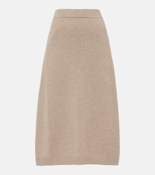 Wool and silk blend midi skirt