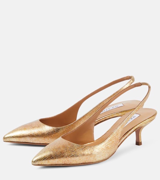 Purist 50 metallic leather slingback pumps