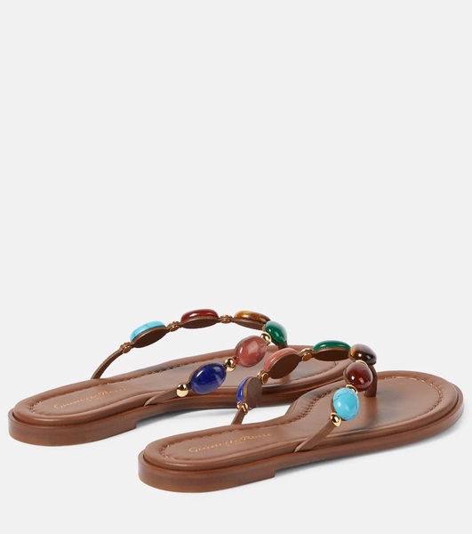 Shanti embellished leather thong sandals