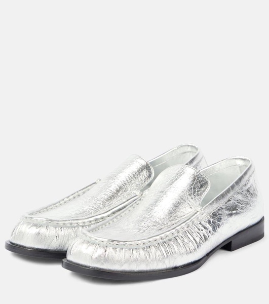 Metallic leather loafers