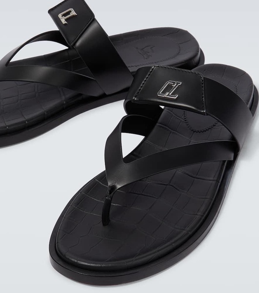 Leather logo sandals