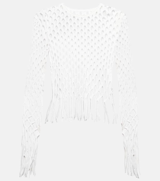 Fringed fishnet top