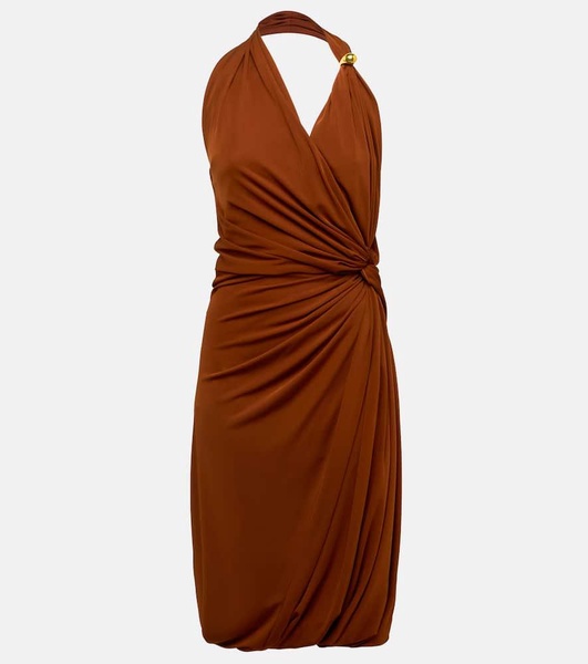 Drop gathered jersey midi dress