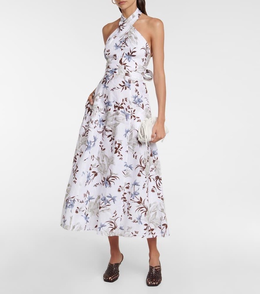 Helena floral halterneck cotton midi dress