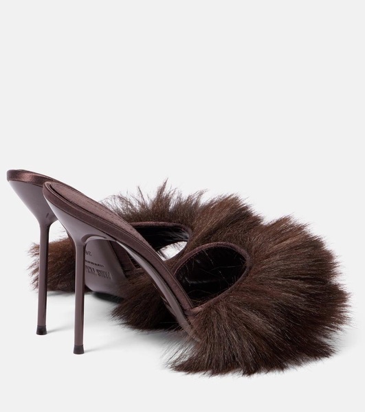 Lidia 105 faux fur and satin mules