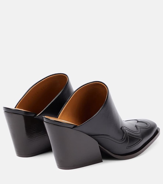 Faux leather mules