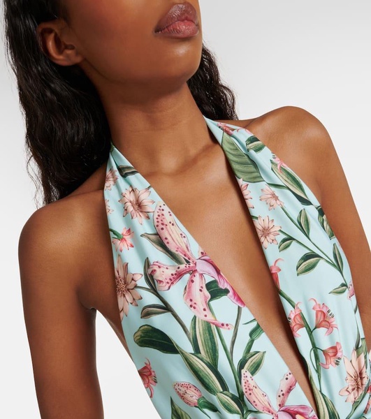 Mangostino floral halterneck swimsuit