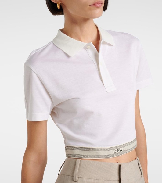 Cropped cotton polo shirt