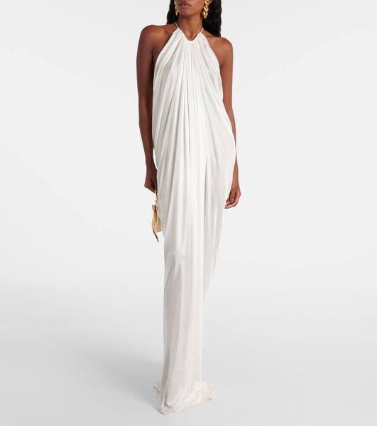 Halterneck jersey gown