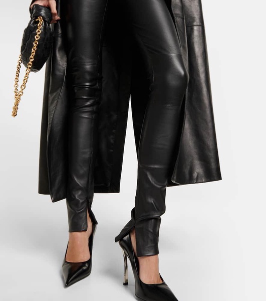 High-rise leather leggings