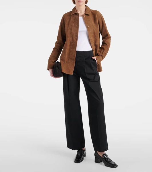 Cotton twill wide-leg pants