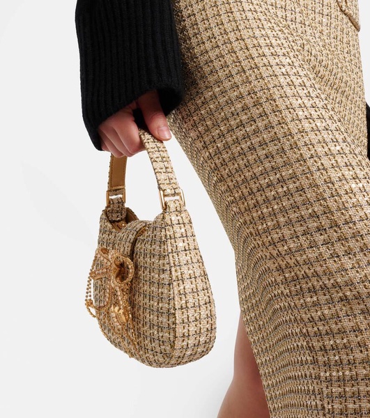 Embellished metallic looped tote bag