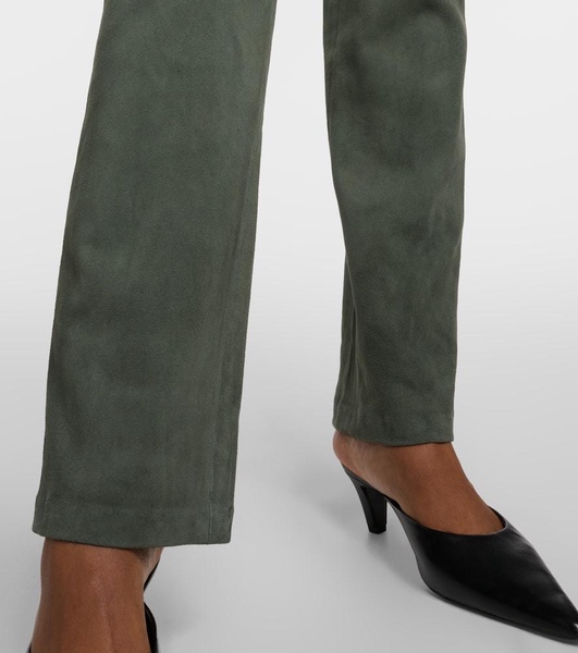 JP mid-rise leather flared pants