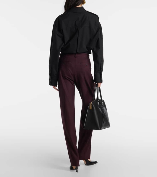 Asymmetric wool-blend chinos