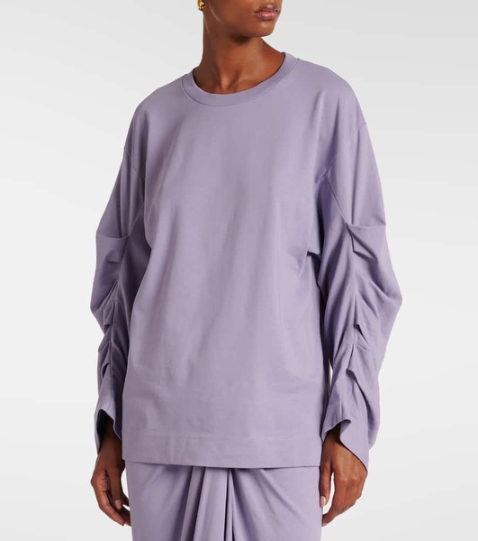 Ruched cotton jersey sweatshirt